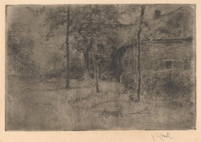 Farmhouse med stråtak av Adolf le Comte (signed by artist)