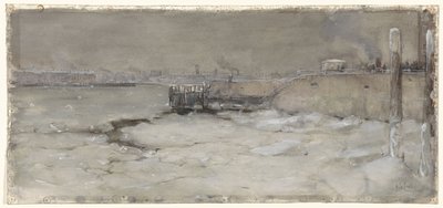 Cruise på isen på Maas i Rotterdam av Adolf le Comte