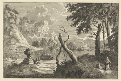Arkadisk elvelandskap med knust tre Italienske og tyske landskap (serietittel) av Adolf van der Laan