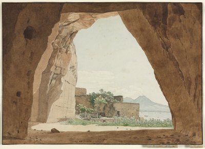 Vesuv og Napolibukta fra en hule, 1820. av Adolf von Heydeck