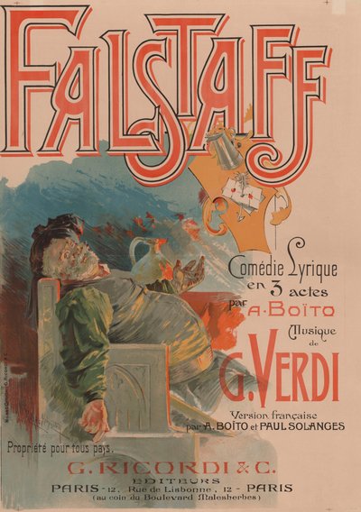 Plakat for operaen Falstaff av Giuseppe Verdi, 1894. av Adolfo Hohenstein