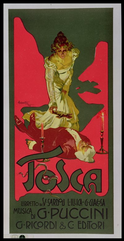Tosca, plakat som reklamerer for en forestilling av Adolfo Hohenstein