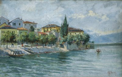 Lake Maggiore Landscape (olje på lerret) av Adolfo Polaroli