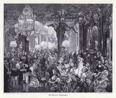 Ballmiddag (gravering) av Adolph Friedrich Erdmann von (after) Menzel