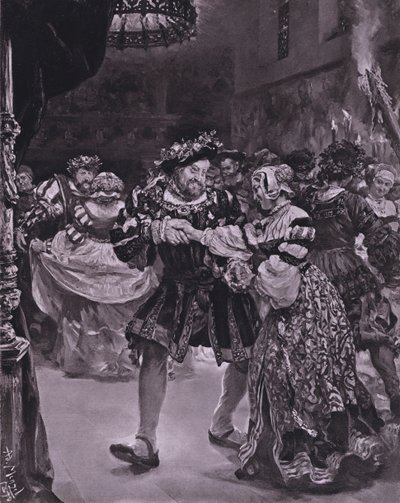 Scene fra Shakespeares kong Henry VIII (akt I, scene 4) (litho) av Adolph Friedrich Erdmann von (after) Menzel