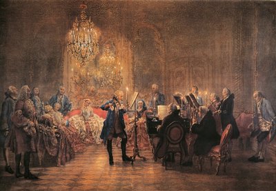 Konsert for fløyte med Fredrik den store i Sanssouci av Adolph Menzel