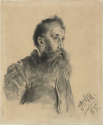 Portrett av en skjeggete mann av Adolph Menzel