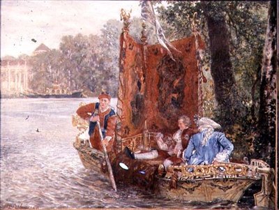 Elvetur ved Rheinsburg, 1860 (olje) av Adolph Menzel