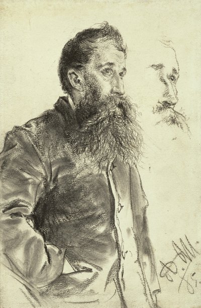Studie av en mann med skjegg, hånden i lommen, 1885 av Adolph Menzel