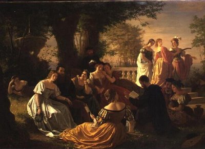 Venetiansk festlesing i en hage av Adolph Friedrich George Wichman