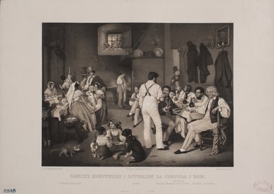 Danske kunstnere ved Osterien la Censola i Roma av Johan Adolph Kittendorff