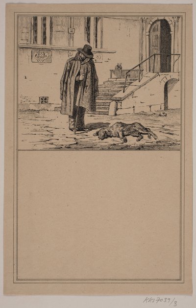 Den døde hunden. Nei. 2 i Chr. Winther og M. Rørbye, "25 bilder for små barn" av Johan Adolph Kittendorff