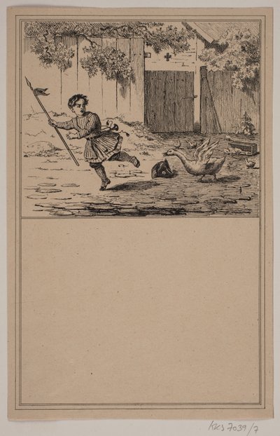 Den modige helten. Nei. 6 i Chr. Winther og M. Rørbye, "25 bilder for små barn" av Johan Adolph Kittendorff