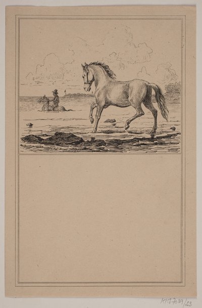 Hesten i vannet. Nei. 22 i Chr. Winther og M. Rørbye, "25 bilder for små barn" av Johan Adolph Kittendorff