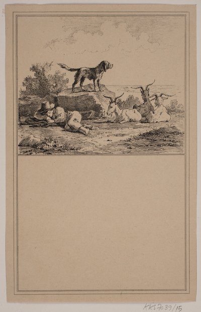 Gjetergutten. Nei. 14 i Chr. Winther og M. Rørbye, "25 bilder for små barn" av Johan Adolph Kittendorff