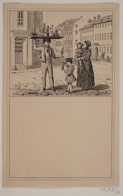 Mannen med dukken. Nei. 23 i Chr. Winther og M. Rørbye, "25 bilder for små barn" av Johan Adolph Kittendorff