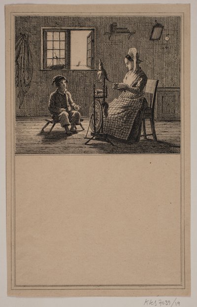 Mor og sønn. Nei. 18 i Chr. Winther og M. Rørbye, "25 bilder for små barn" av Johan Adolph Kittendorff