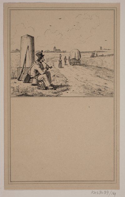 Soldaten på tur. Nei. 13 i Chr. Winther og M. Rørbye, "25 bilder for små barn" av Johan Adolph Kittendorff