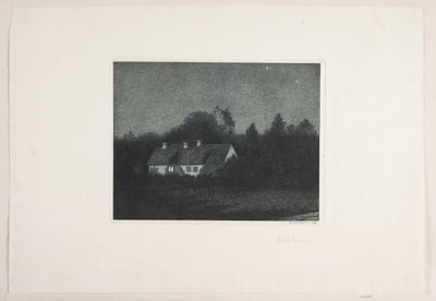 Månelys kveld i bygda Borup av Adolph Larsen