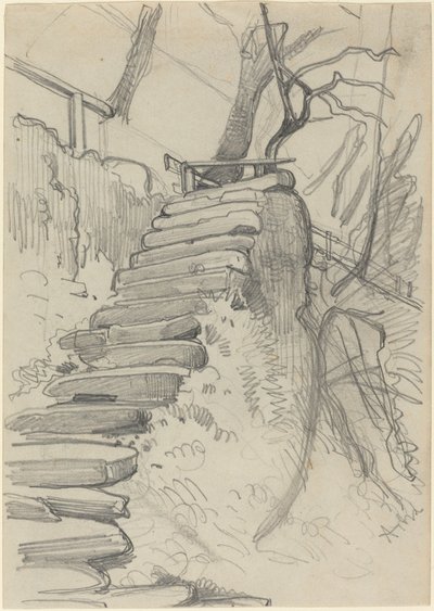Flight of Stone Steps in a Garden av Adolph Menzel