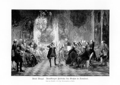 Fredrick stor konsert på Sanssouci, 1852, 1900. av Adolph Menzel