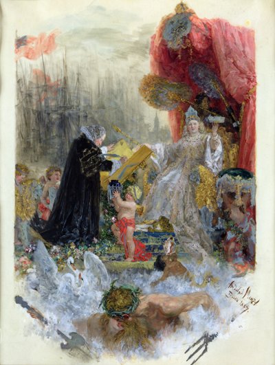 Æresborgerskapsdokument fra byen Hamburg, 1887 av Adolph Menzel