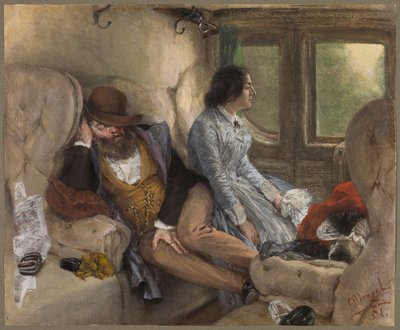 I en jernbanevogn (etter en natts reise) av Adolph Menzel