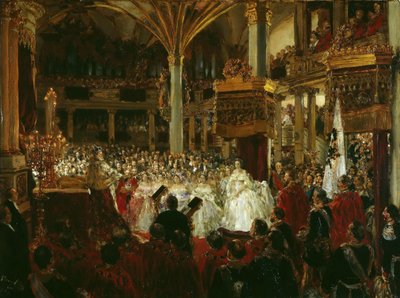 Kroningen av Vilhelm I som konge av Preussen på Königsberg slott i 1861, 1861. av Adolph Menzel