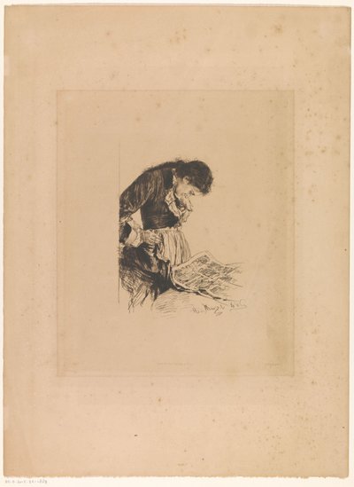 Kvinne leser avisen av Adolph Menzel