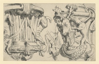 To vaser på rekkverket på terrassen ved slottet Moritzburg i nærheten av Dresden av Adolph Menzel