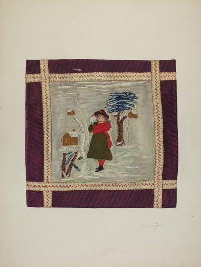 Applique Coverlet Detail, 1941. av Adolph Opstad