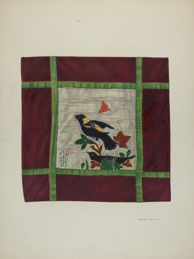 Applique Coverlet Detail, 1941. av Adolph Opstad