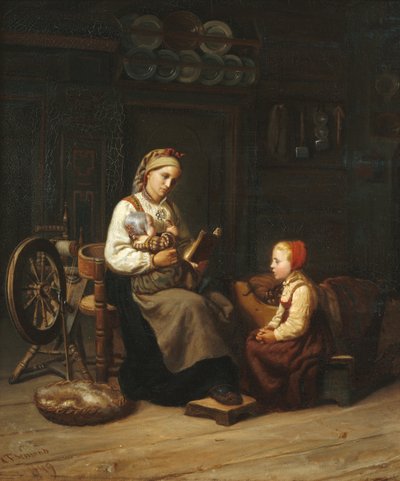 Moren underviser av Adolph Tidemand
