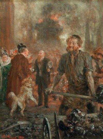 Besøk på jernvalseverket av Adolph Menzel