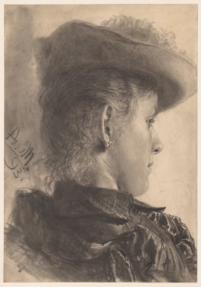 Byste av en kvinne, sett bakfra av Adolph Menzel