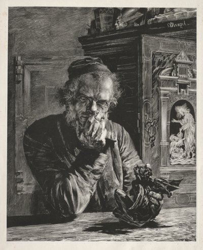 Antikvaren - Selvportrett av Adolph Menzel