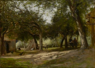 Landskap med gårdstun, 1830-1880 av Adolphe Felix Cals