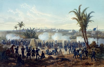 Slaget ved Veracruz, general Scotts tropper angriper og erobrer byen av Adolphe Jean Baptiste Bayot