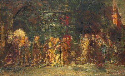 En prosesjon, ca. 1880 av Adolphe Joseph Thomas Monticelli