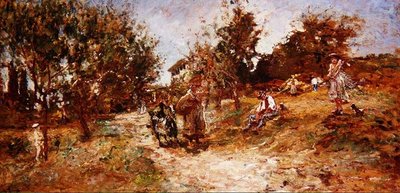 Landskap ved Ganagobie, 1872 (panel) av Adolphe Joseph Thomas Monticelli