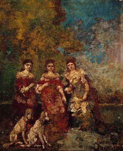 Tre kvinner i parken av Adolphe Joseph Thomas Monticelli