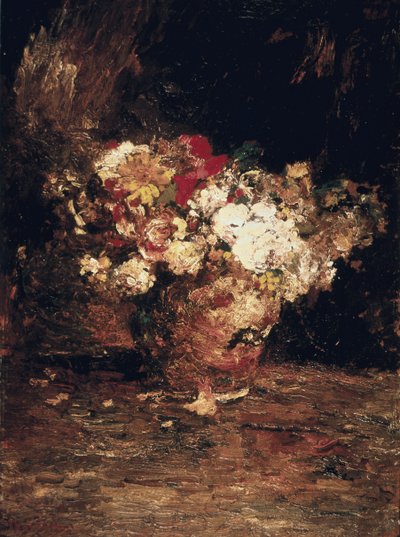 Vase med blomster, ca. 1880 (olje på panel) av Adolphe Joseph Thomas Monticelli