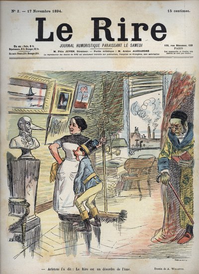 Aristoteles sa det: Latteren er en forstyrrelse av sjelen - tegning av Adolphe Willette (1857-1926) for "Latteren" av 17. november av Adolphe Leon Willette