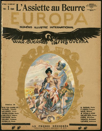 Omslag av "" L'Plate au beurre"", nummer 324, satirisk i farger av Adolphe Leon Willette
