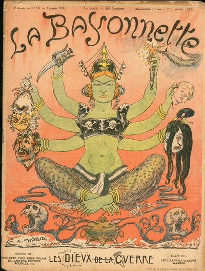 Cover av "" La Baionnette"", Satirical en Colors av Adolphe Leon Willette