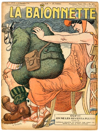 Cover av "" La Baionnette"", Satirical in Colors av Adolphe Leon Willette
