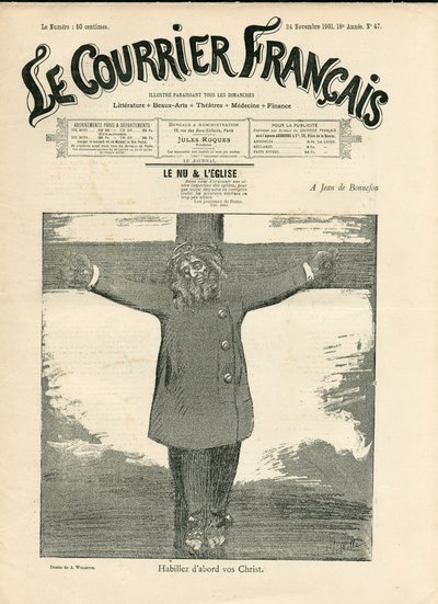 Omslag til ""The Courier francais"", nummer 47, Satirical in B & W av Adolphe Leon Willette