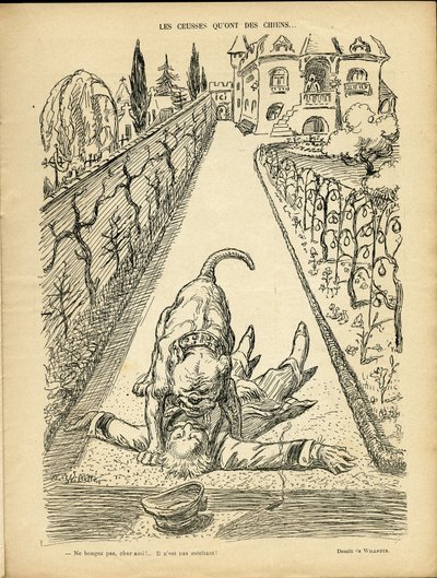 Illustrasjon av Adolphe dit Willette (1857-1926) i Le Rire, 27.02.09 - De ceusses som har hunder - Arkitektur Urbanisme, Dyr - Hund, Pitt-Bull av Adolphe Leon Willette