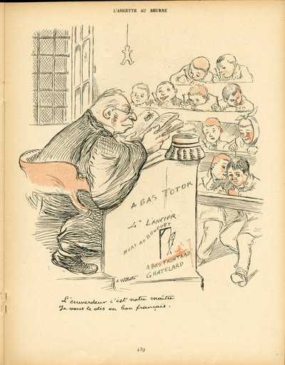 Smørtallerkenen, satirisk i farger av Adolphe Leon Willette