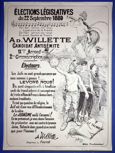 Plakat som promoterer valget av kunstneren ved lovvalgene i september 1889 av Adolphe Leon Willette